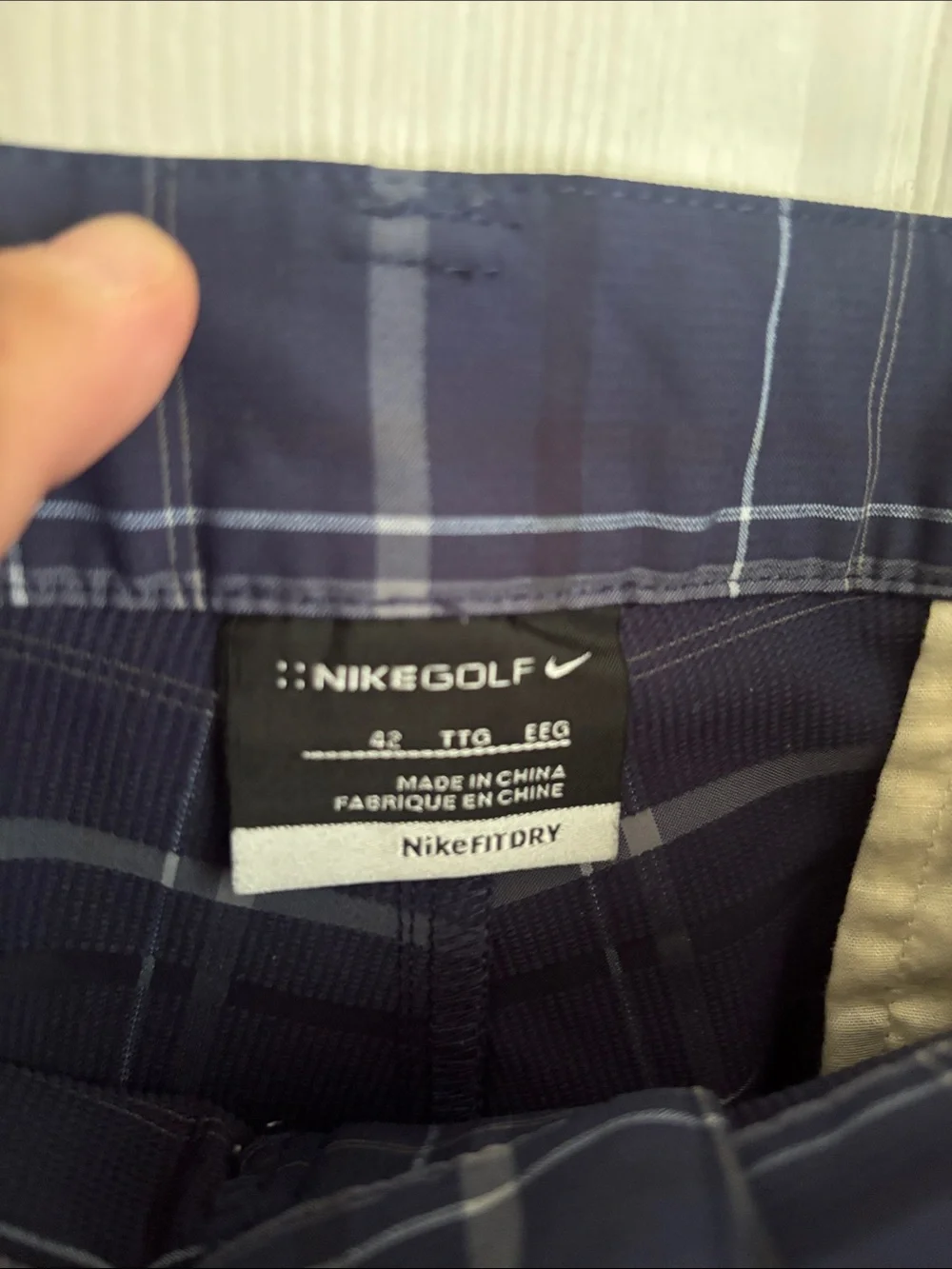 NIKE Dri Fit Golf Navy Plaid Performance Shorts Size